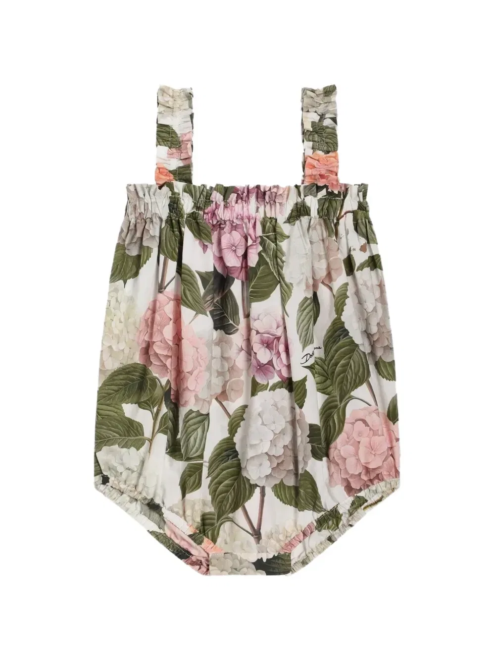Комбинезон из поплина с принтом гортензий Dolce & Gabbana Kids, белый