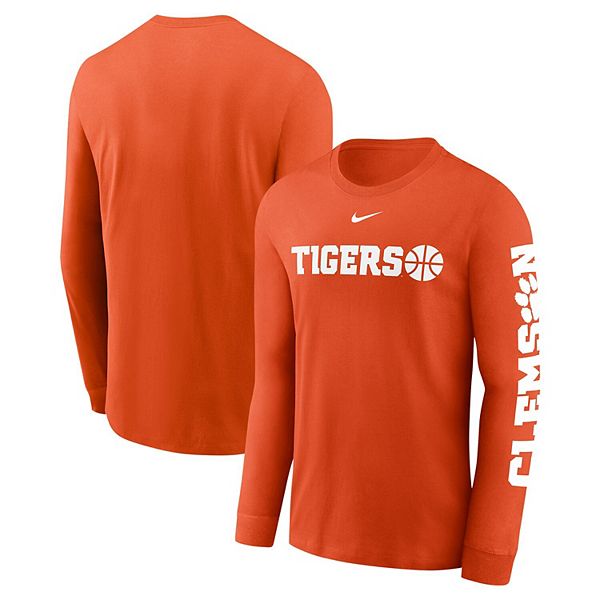 Мужская оранжевая футболка с длинным рукавом Clemson Tigers Basketball Icon Two-Hit Nike — фото 2