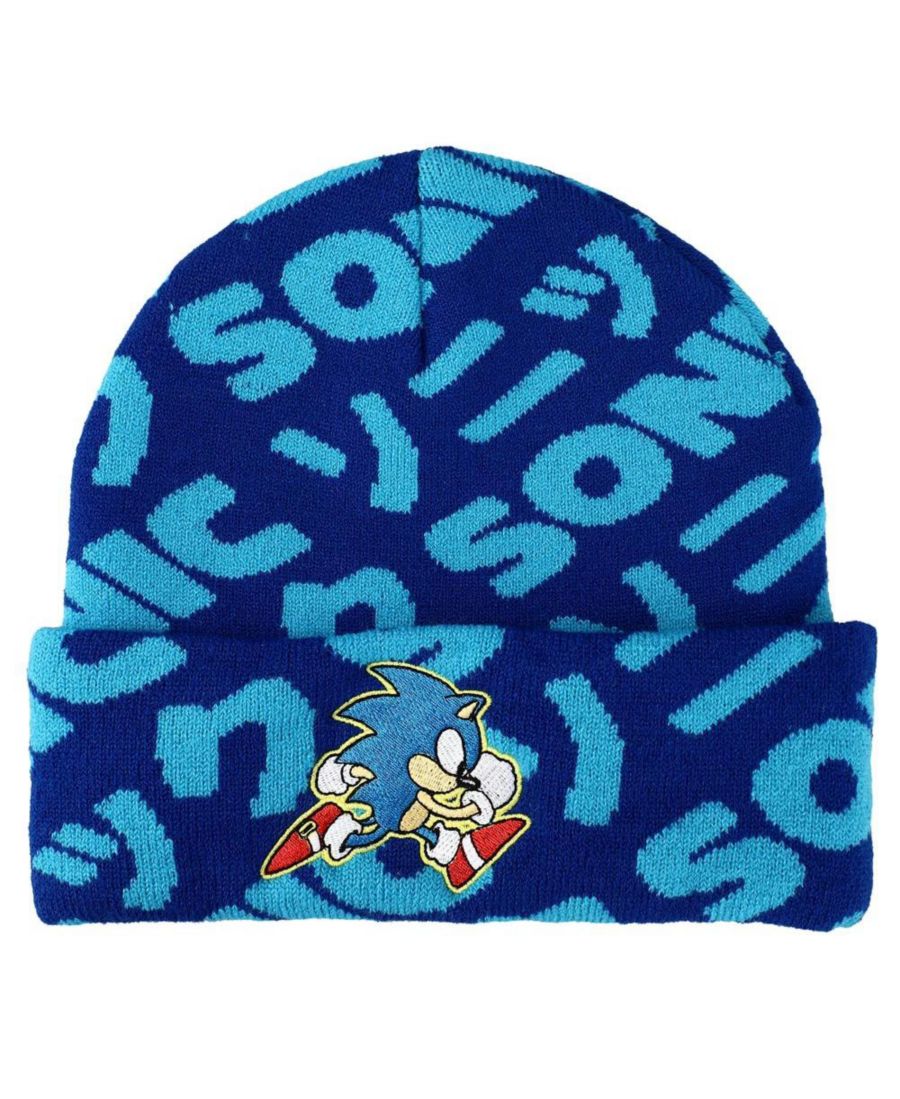 

Мужская вязаная шапка Sonic Flat Embroidery Blue AOP из жаккардовой акрила Sonic The Hedgehog, Blue