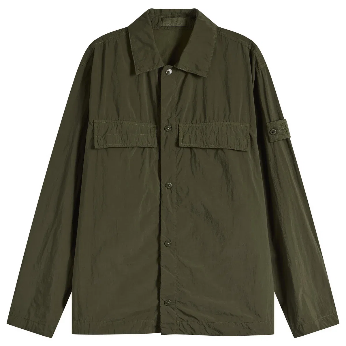 Куртка-рубашка из нейлона с эффектом матирования Ghost Stone Island, Military Green