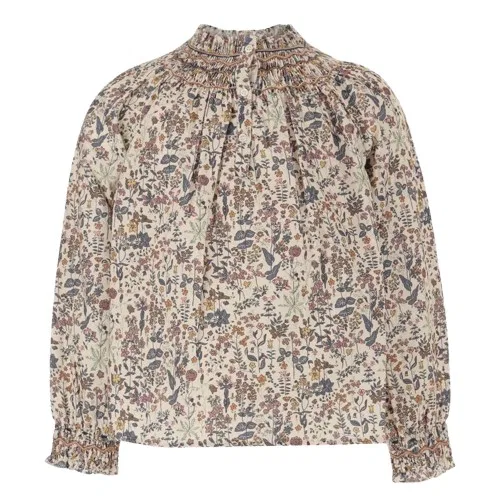 Блуза с воланами и вышивкой Petale Smocked Liberty Fabric Bonpoint, Fl Multicolore
