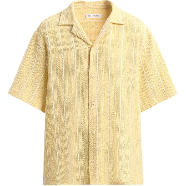Мужская рубашка с отложным воротником прямого кроя Yellow ZARA, Yellow
