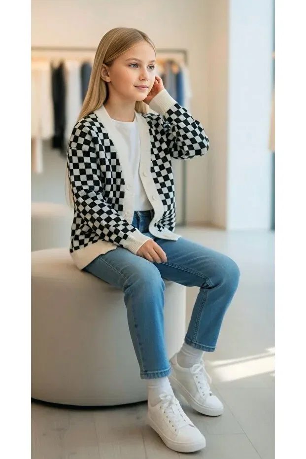 Детский кардиган для девочек с узором Minimoda Kids, Ecru — фото 4