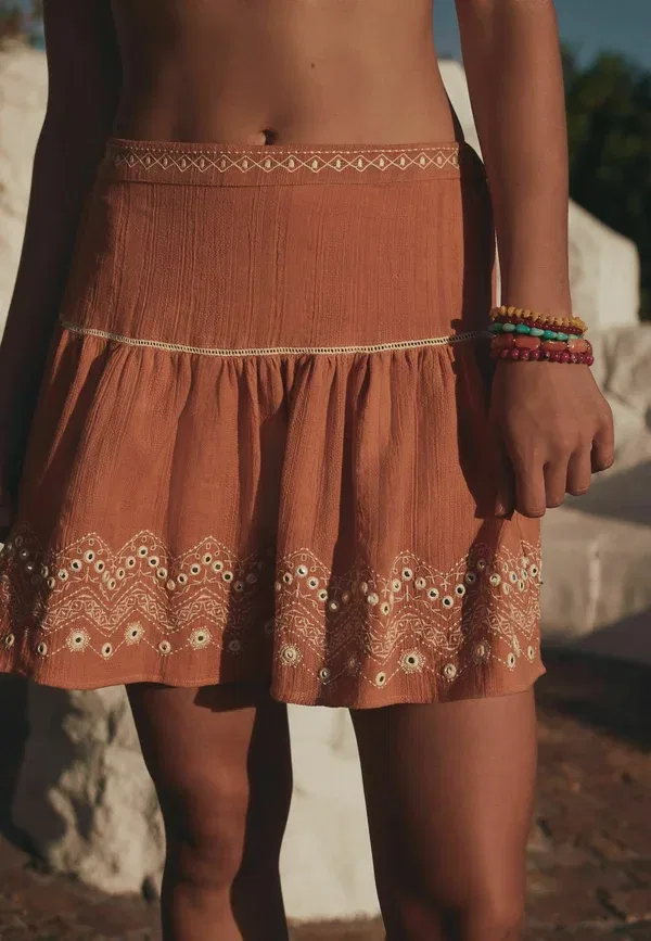 Юбка хлопковая rara mini skirt Next, rust orange, оранжевый — фото 2