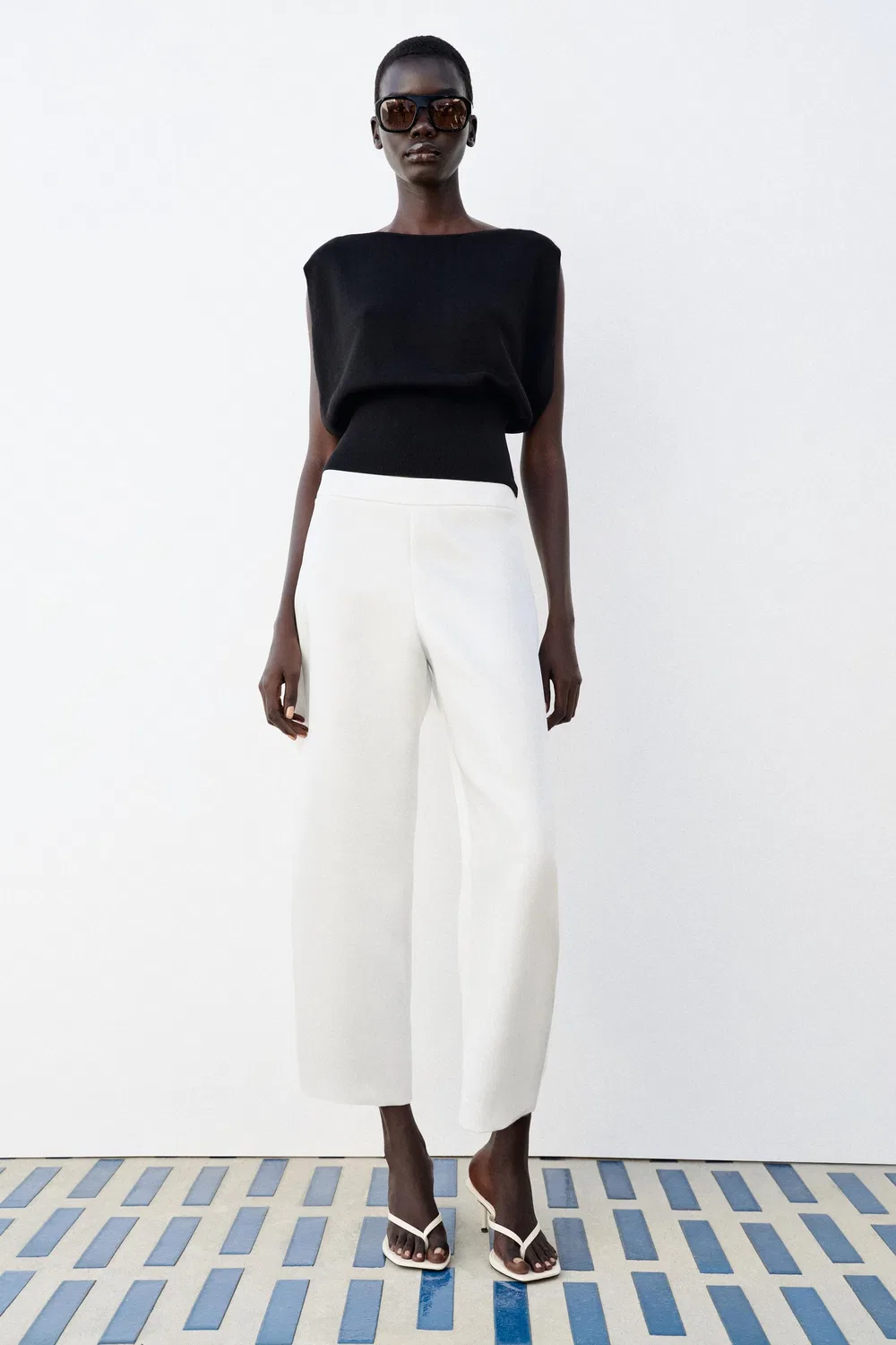 Атласные брюки-бочки ZARA, Oyster-white