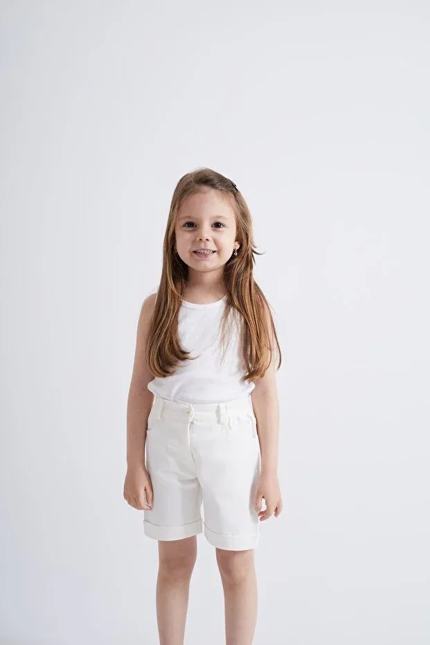 Детские шорты для девочек однотонные Oliven The Kid, White