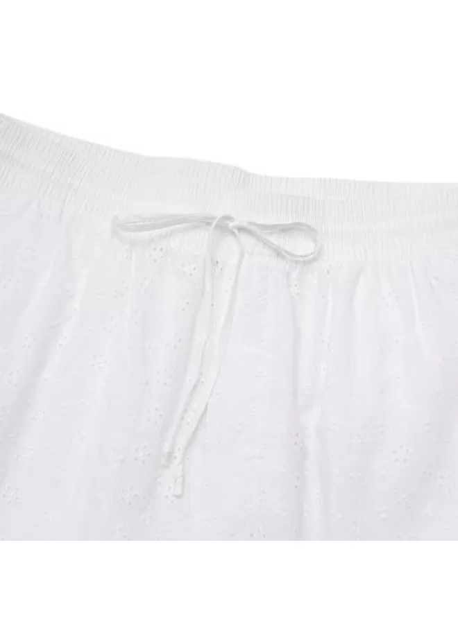 Брюки свободные с цветочной вышивкой Zara, белый — фото 4