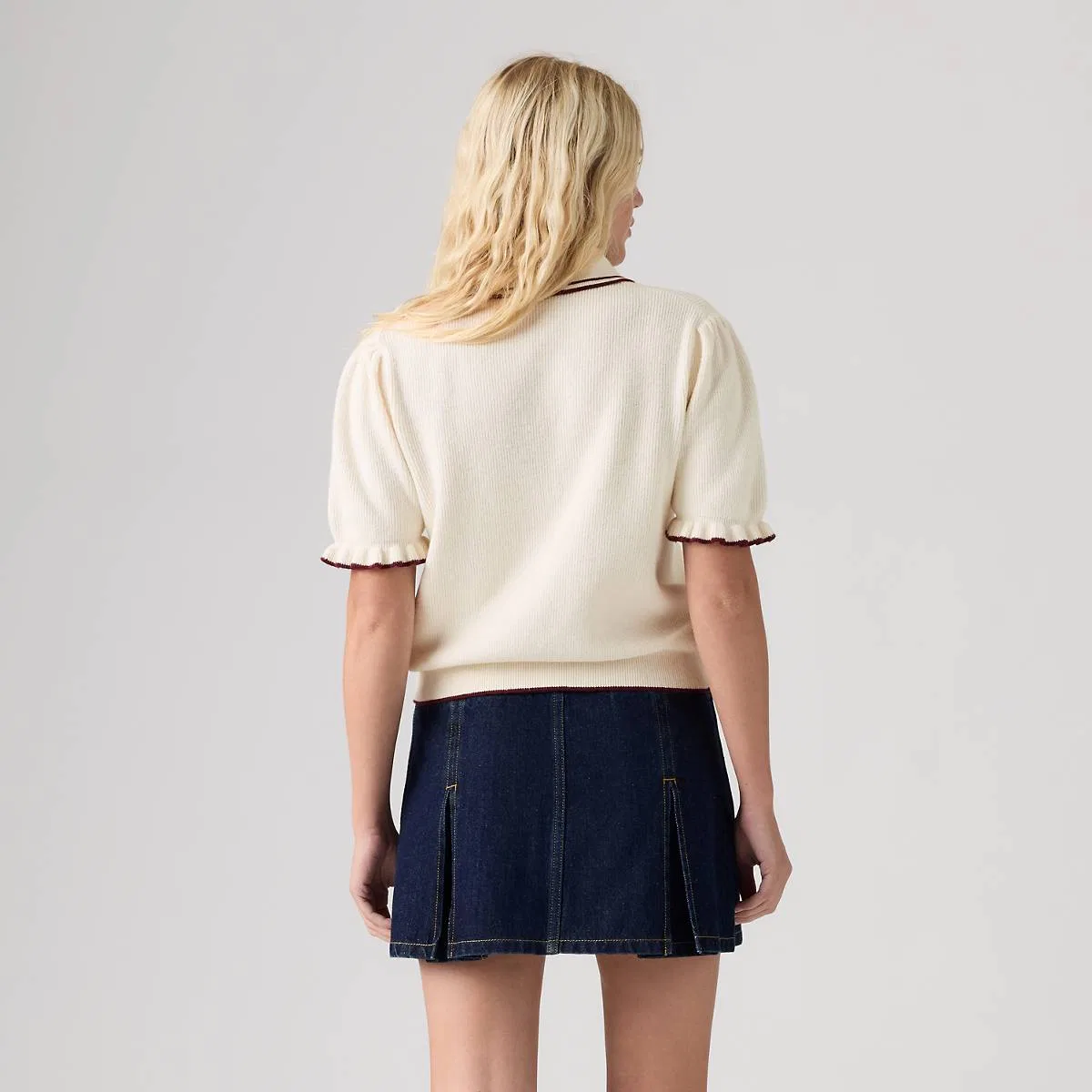 Очень мягкая летняя рубашка-поло с коротким рукавом Levi's, Cabernet Egret - White — фото 4