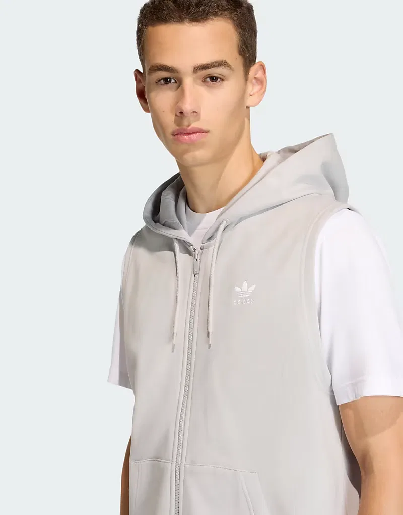 Худи без рукавов Adidas Originals Trefoil essentials серого, два — фото 3
