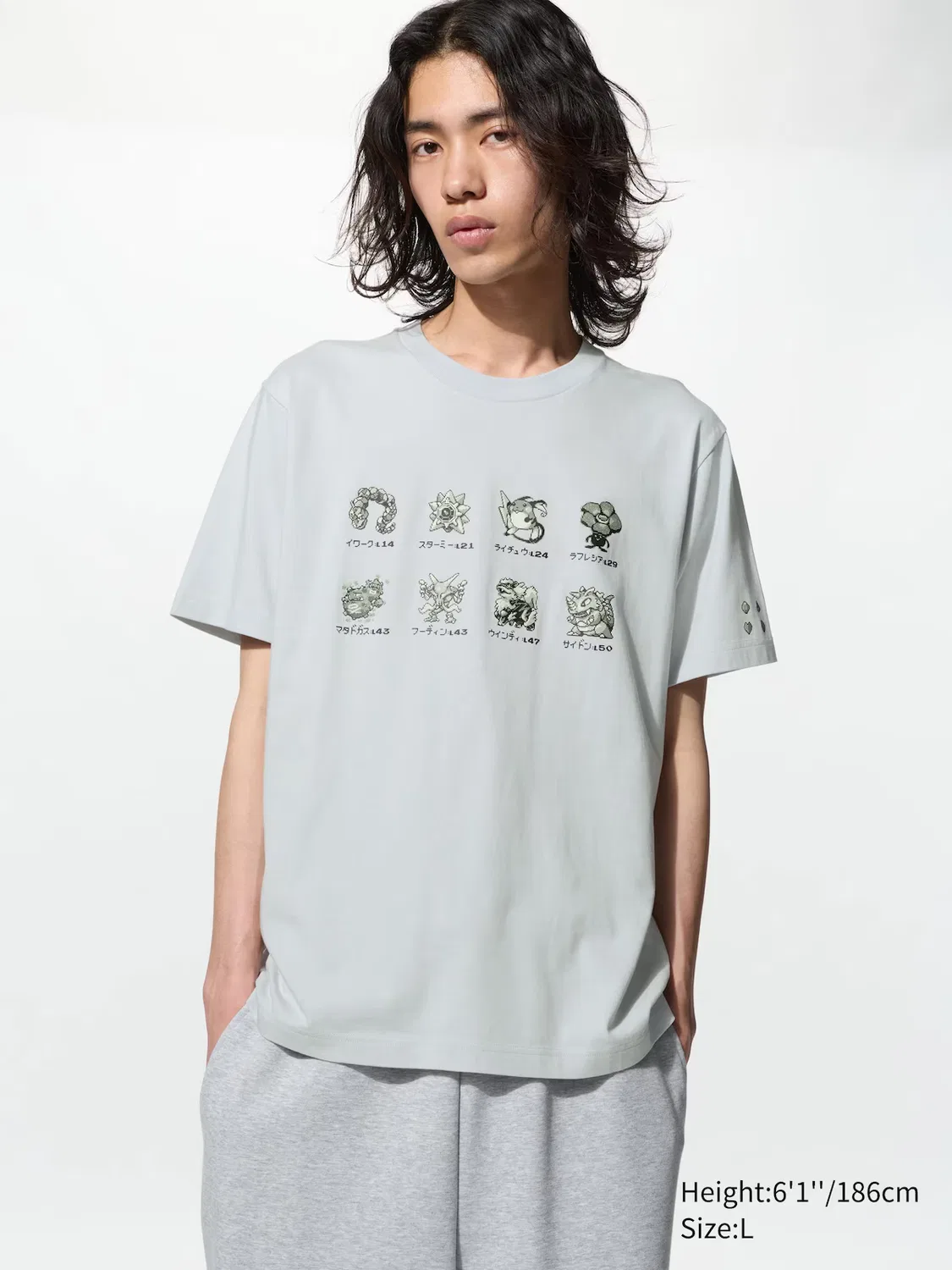 Футболка Uniqlo Pokémon UT, с графическим принтом персонажей покемонов, серый
