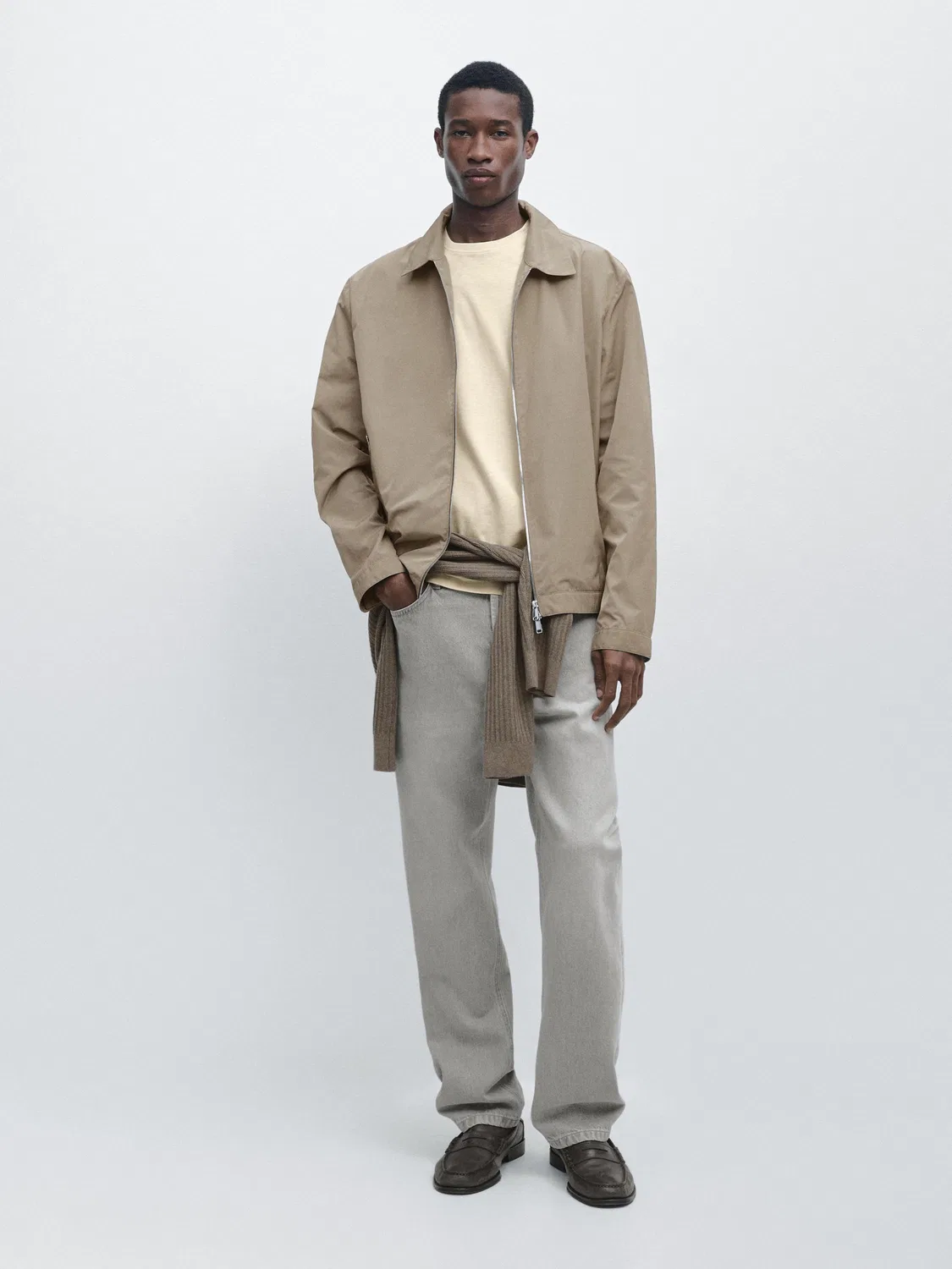 Короткая куртка из технической ткани Massimo Dutti, Mink