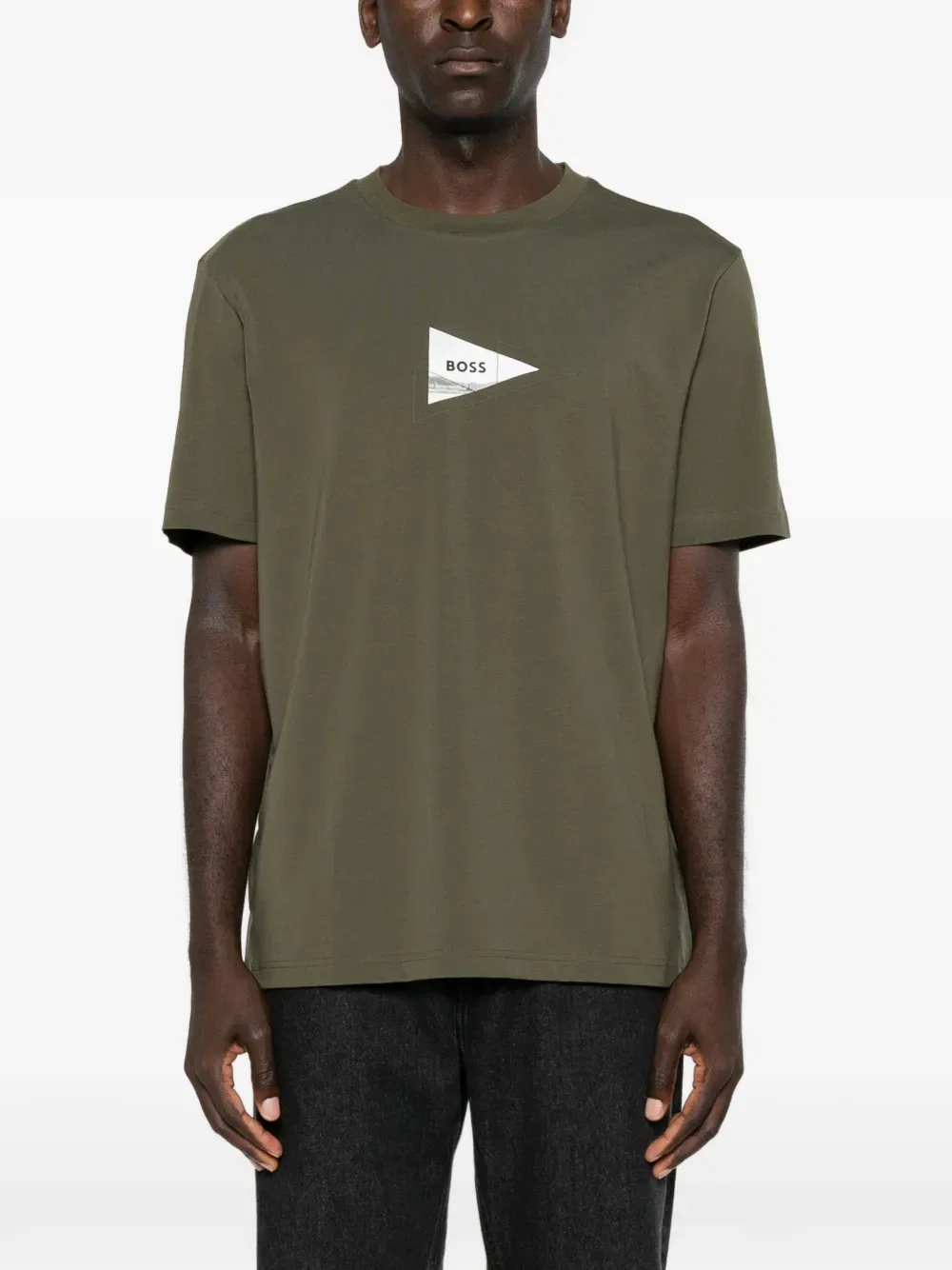Футболка с принтом BOSS, цвет Khaki Green — фото 4