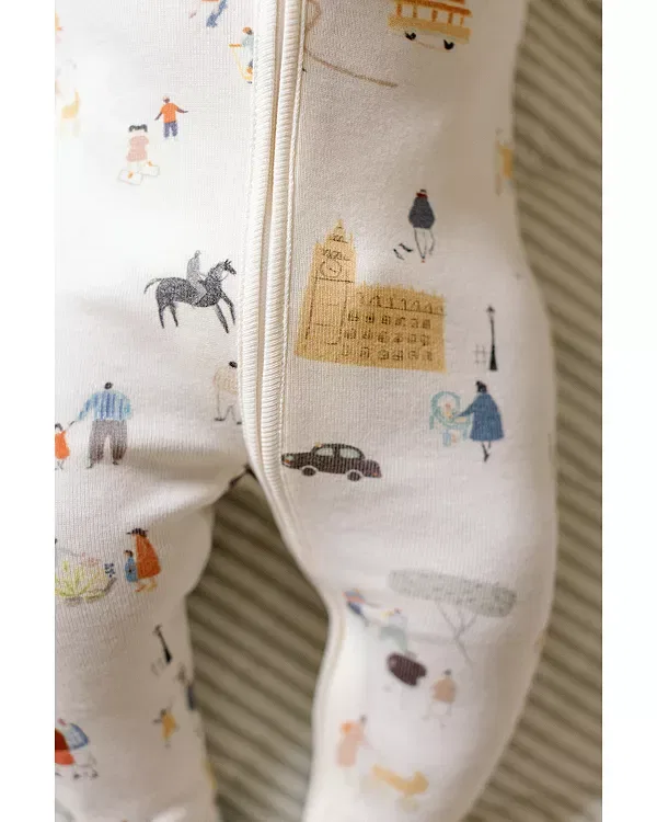 Детский комбинезон с принтом Unisex ribbed sleeper footie Pehr, Explore The World — фото 4
