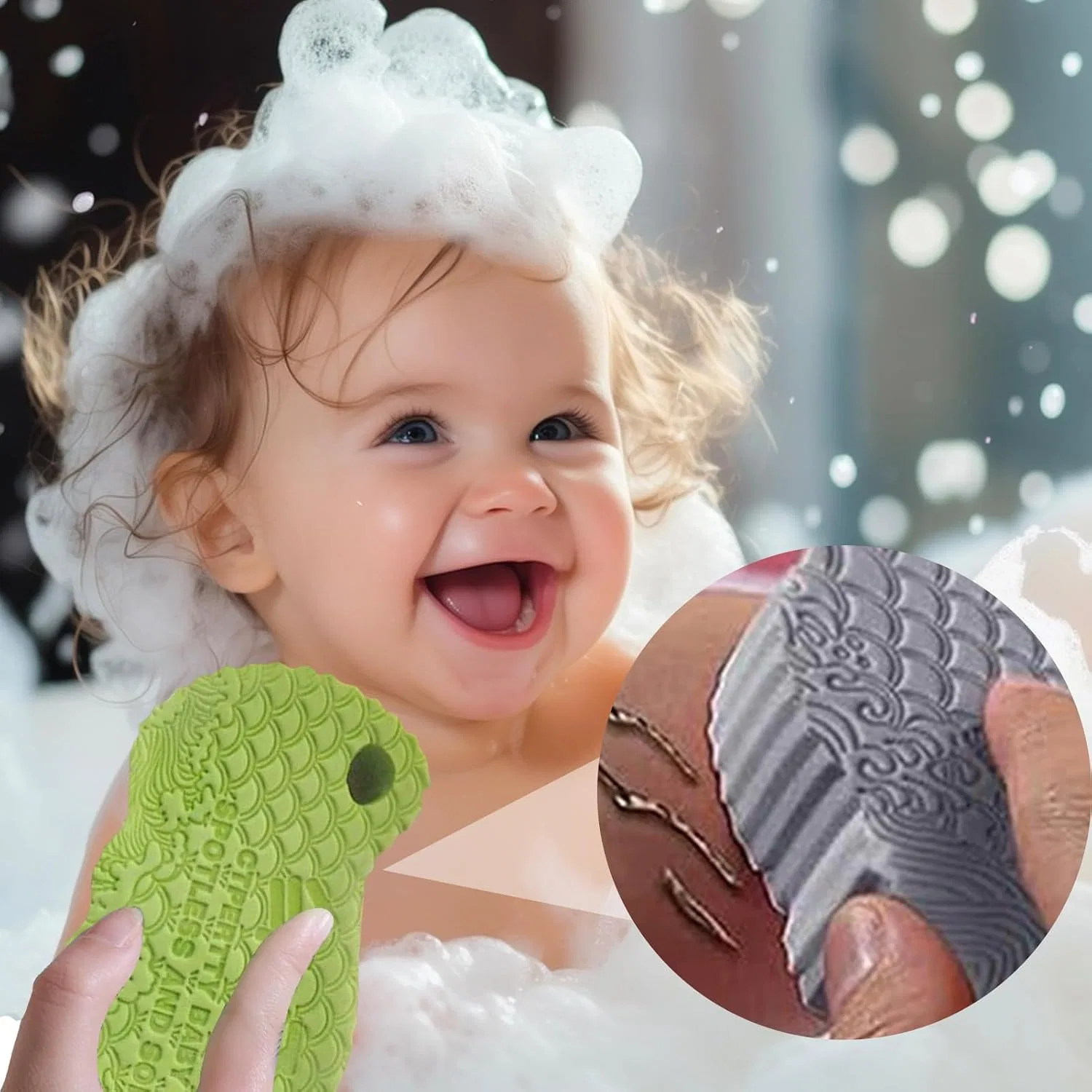 Губка для душа эксфолиирующая, Silicone, jupsjuice, 1 шт., Green — фото 2