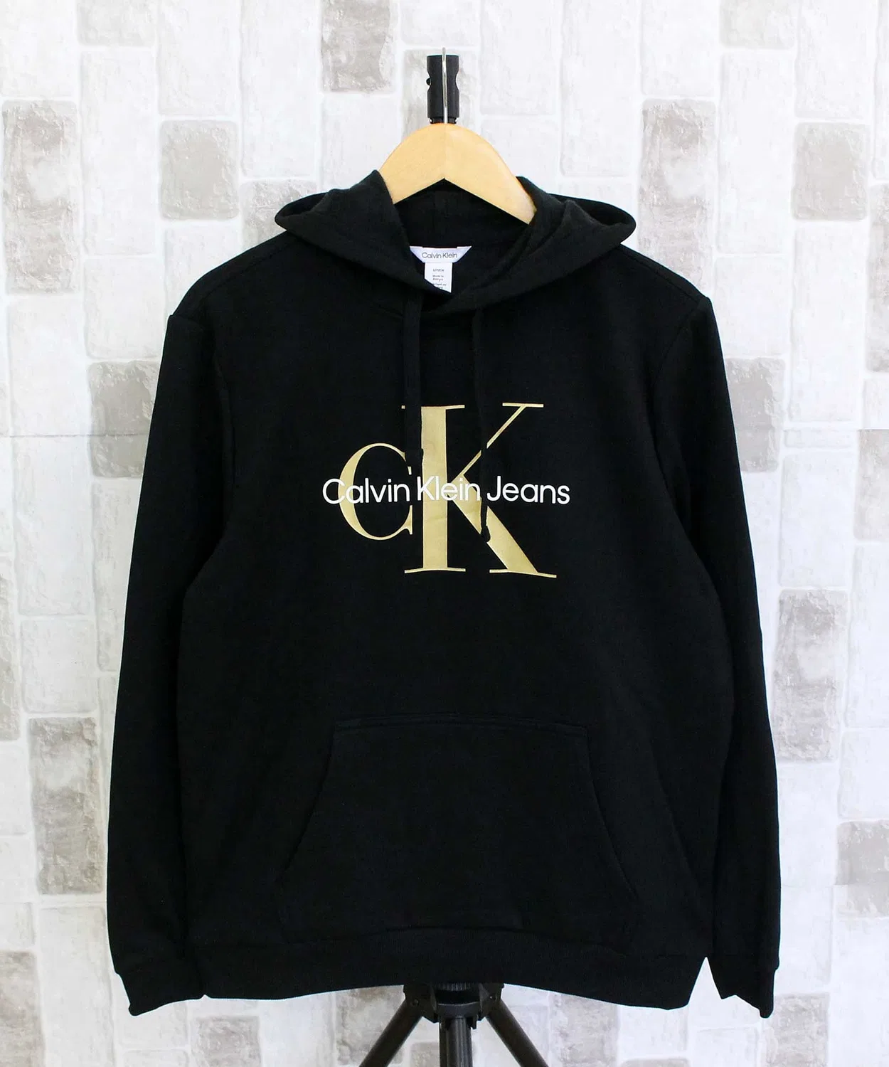 Мужская худи Calvin Klein CK MONOGRAM LOGO PULLOVER HOODIE, Black Gold