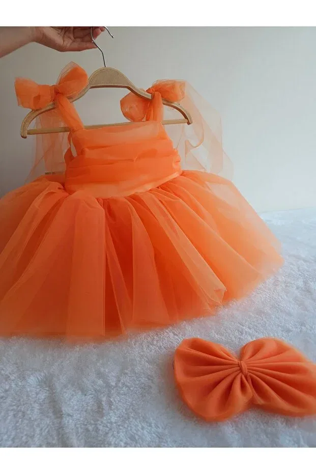 Детское платье для девочек без рукавов Elwirababyboutiqe, Orange — фото 4