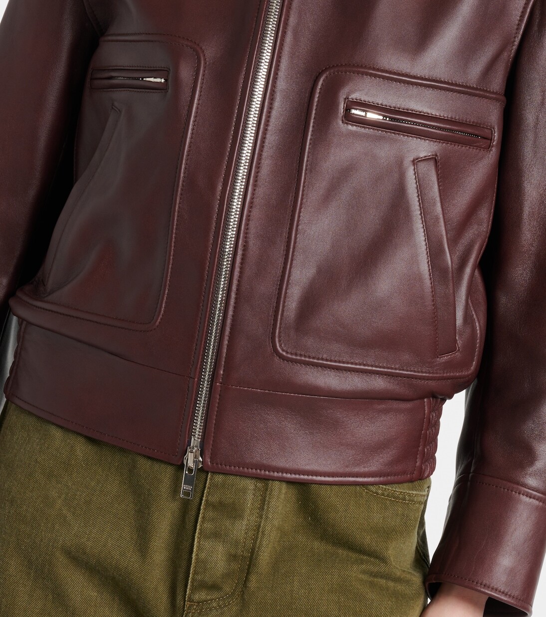 Кожаная куртка с отделкой из овчины Bottega Veneta, Madder Brown — фото 4