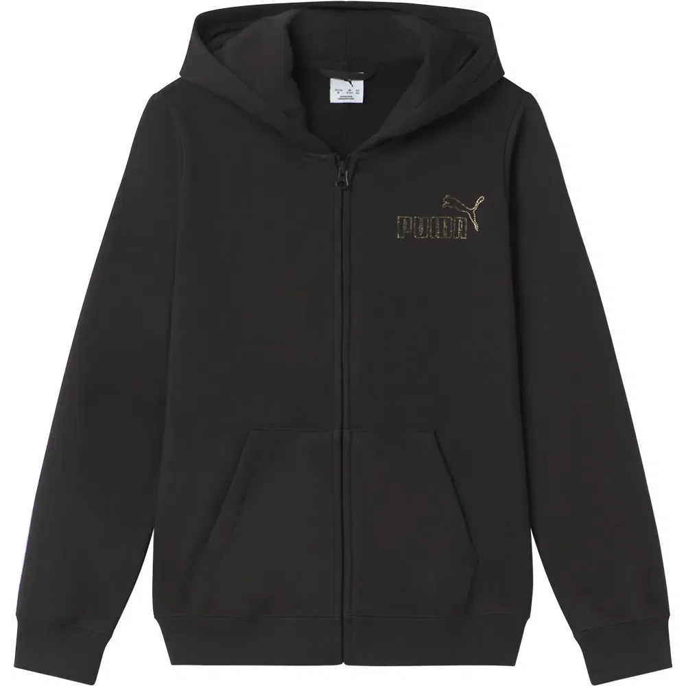 Детский свитшот для девочек с принтом Rhinestone Puma, Black