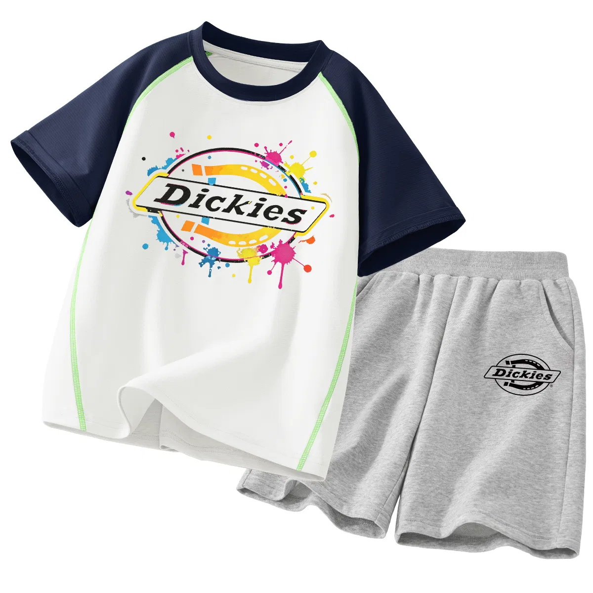 Детский спортивный комплект с принтом Dickies, Ink Splatter Snow White+S B Official K Gray