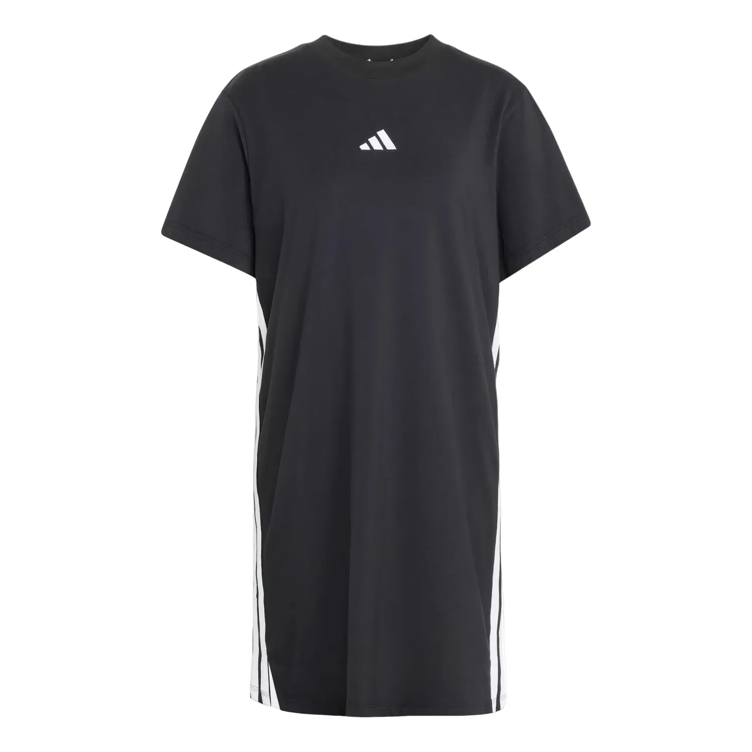 Женское платье-футболка с длинным рукавом Adidas Essential 3-Stripes T-Shirt Dress, черный