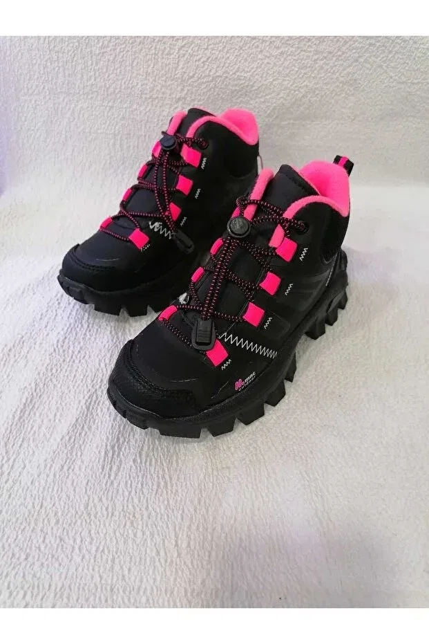 Детские ботинки для девочек с принтом Özgür Kids, Black Neon Fuchsia — фото 2