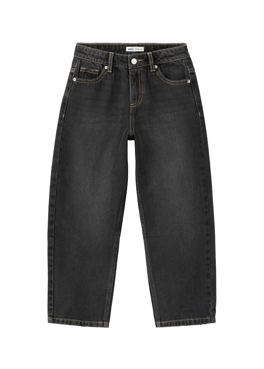Детские джинсы MANGO KIDS Barrel Jeans 'BALLOON2' из черного денима
