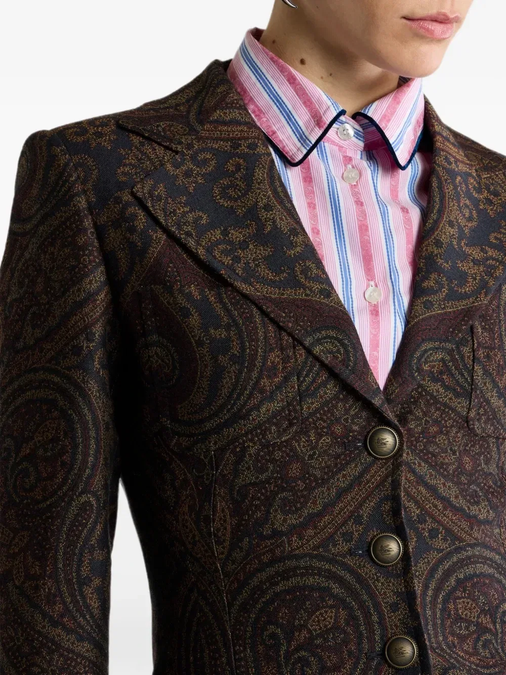 Жаккардовый жакет с узором пейсли Etro, синий — фото 4