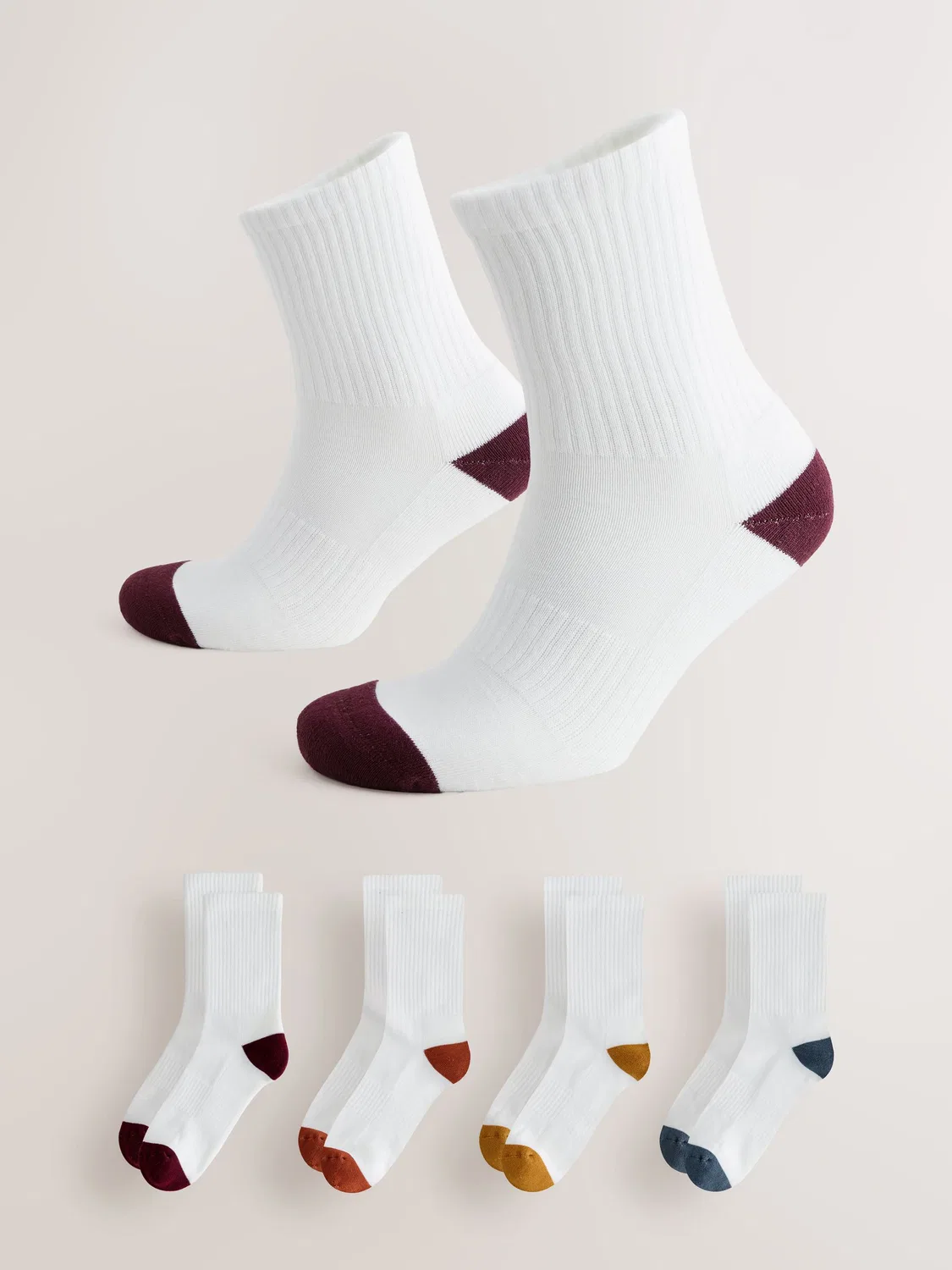 Носки спортивные, 4 пары, White Rich Heel Toe Next, белые