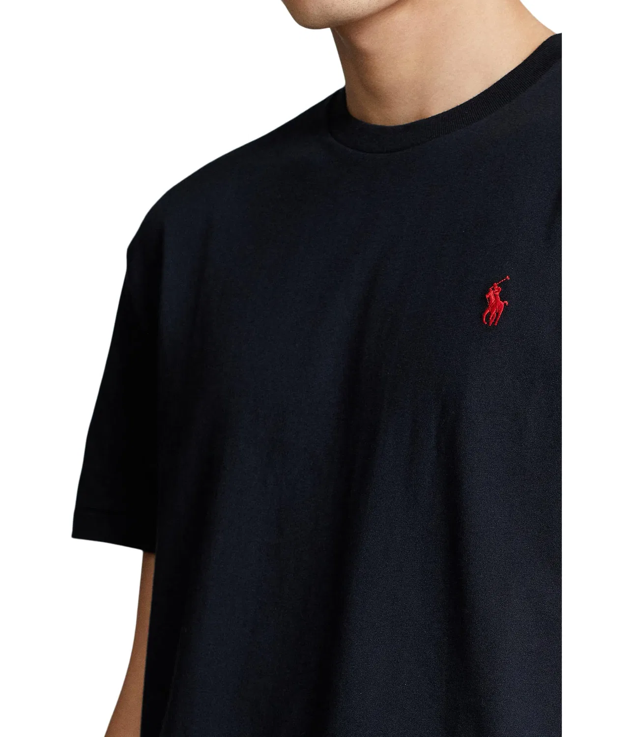 Мужской хлопковый лонгслив с V-образным вырезом Polo Ralph Lauren, Black — фото 3