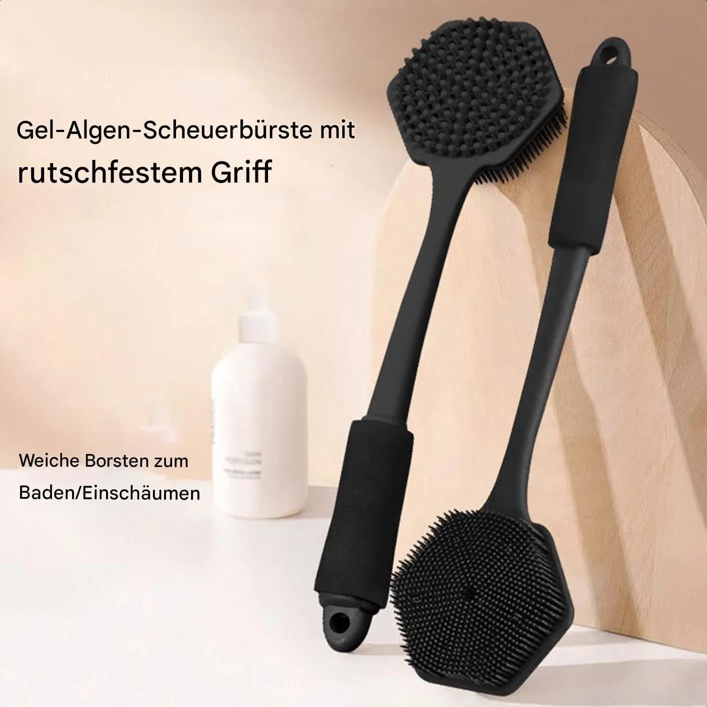 Щетка для душа с длинной ручкой, Iouyjiu, 38 см, Синий — фото 4