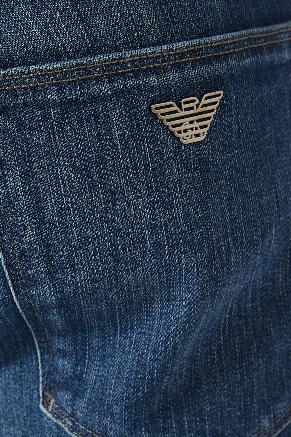 Джинсы слим-фит из деним-твила Emporio Armani, синий — фото 4