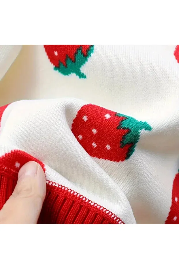 Детский кардиган для девочек с принтом Strawberry Darko, White — фото 3