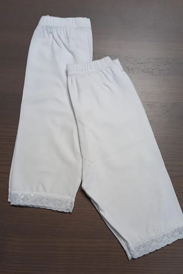 Детские леггинсы для девочек хлопковые комплект из 2 штук Türen, White