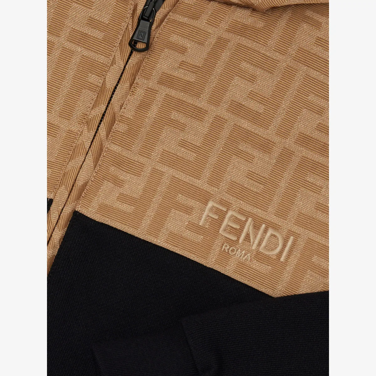 Хлопковая толстовка с капюшоном на молнии и логотипом, 6 лет Fendi, коричневый — фото 2