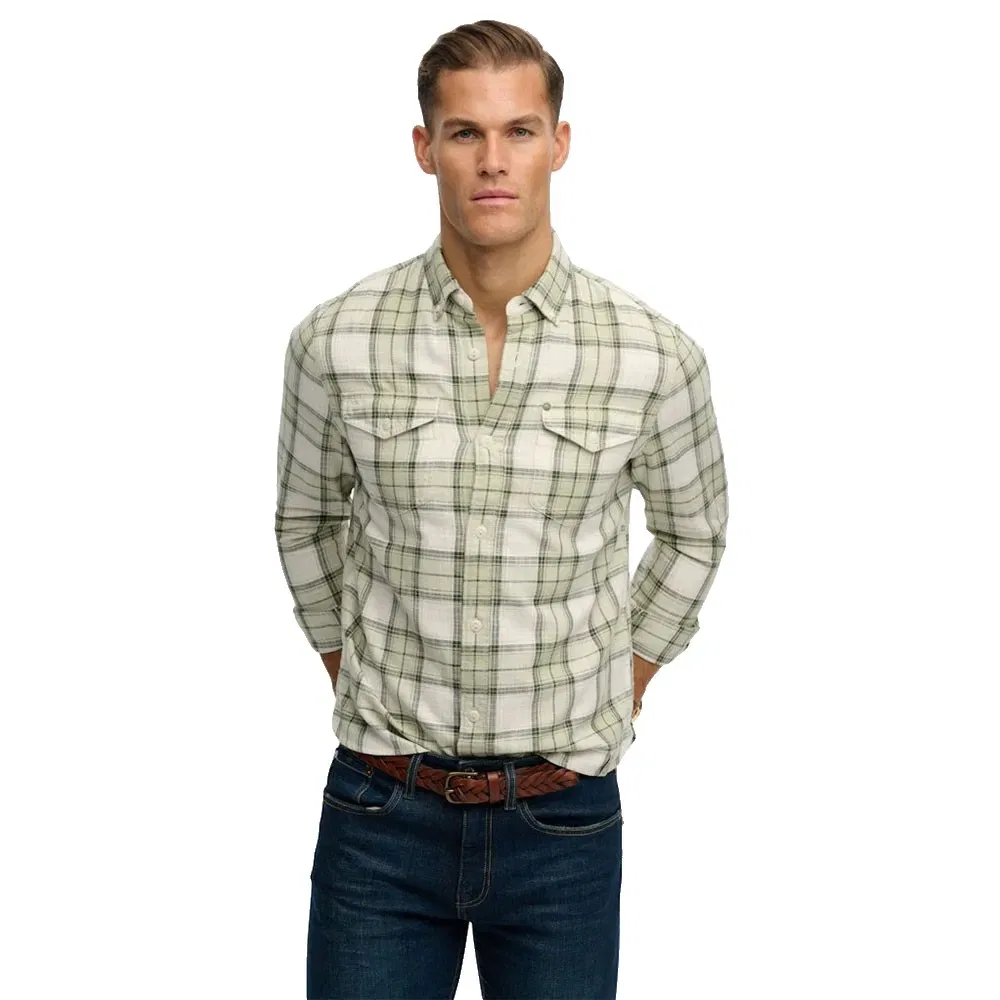 Рубашка с длинным рукавом Merchant Lite Check Superdry, зеленый