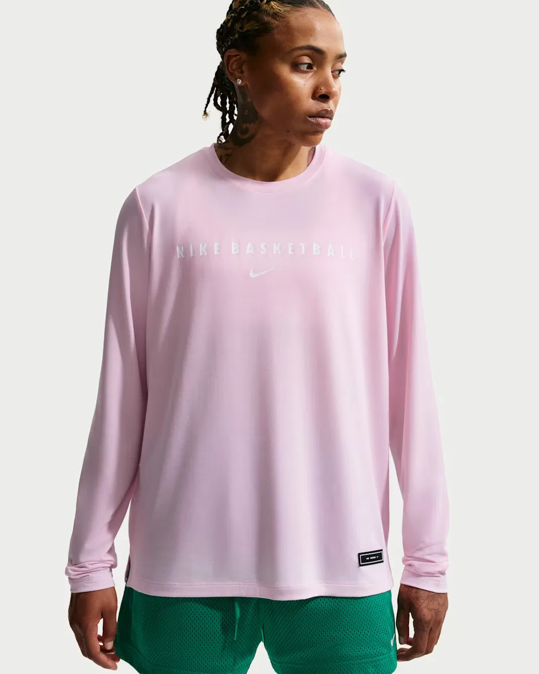 Женская баскетбольная футболка с длинными рукавами Dri-FIT Nike, Pink Foam/White
