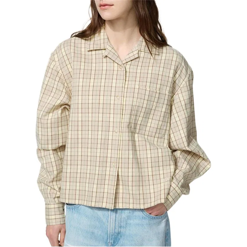 Женская рубашка с лацканами 32 Dark Beige UNIQLO, Dark Beige — фото 4