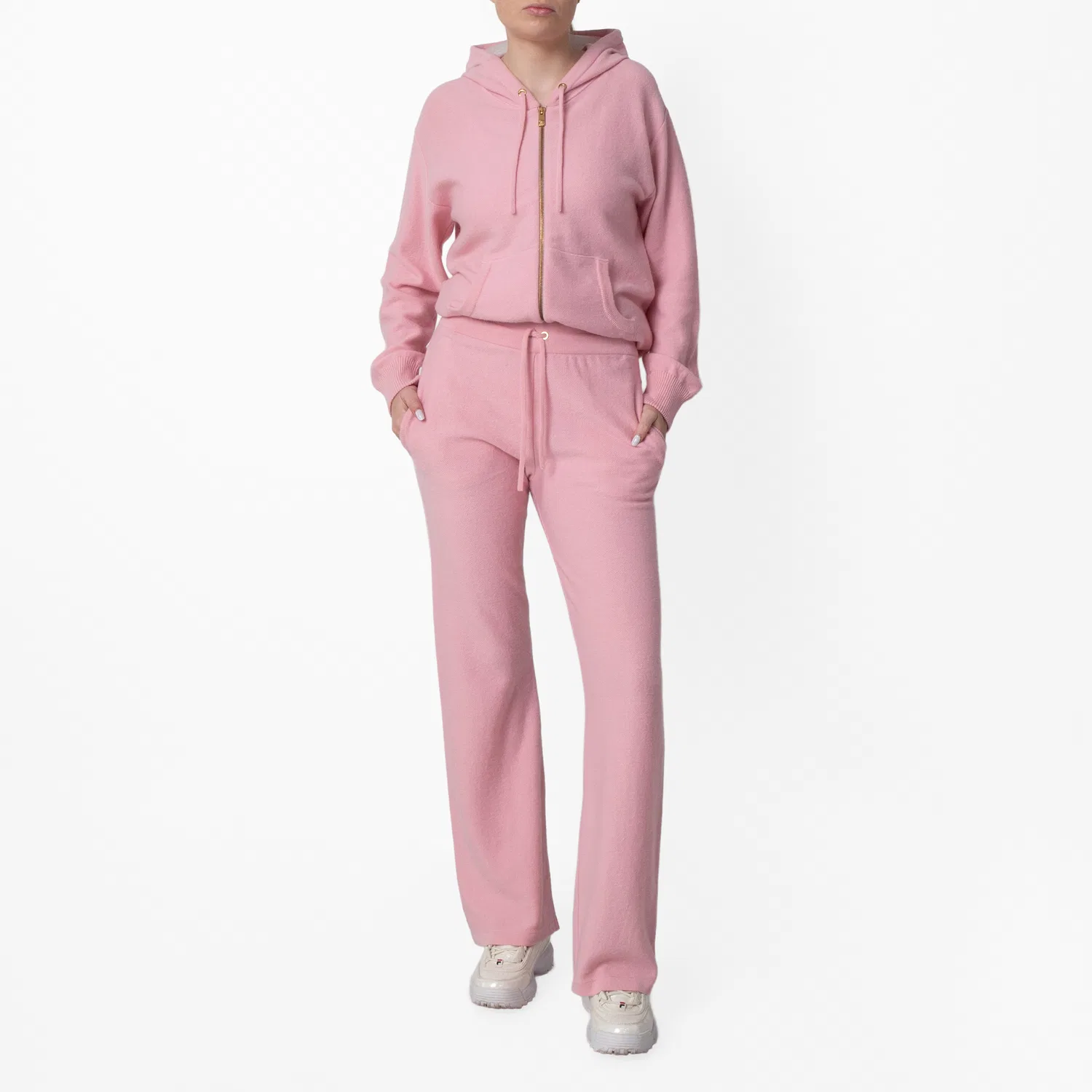 Брюки женские вязаные расклешенные Ribbed-Knit Flared Trousers Versace, Pink — фото 3