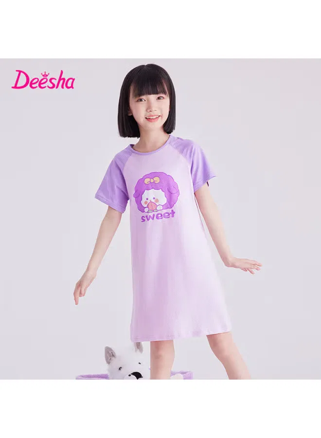 Ночная рубашка с круглым вырезом для девочки Deesha, фиолетовый — фото 4
