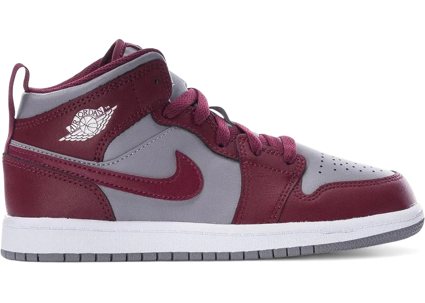 Детские кроссовки Lifestyle Jordan 1 Mid, Cherrywood Red/Cement Grey/White