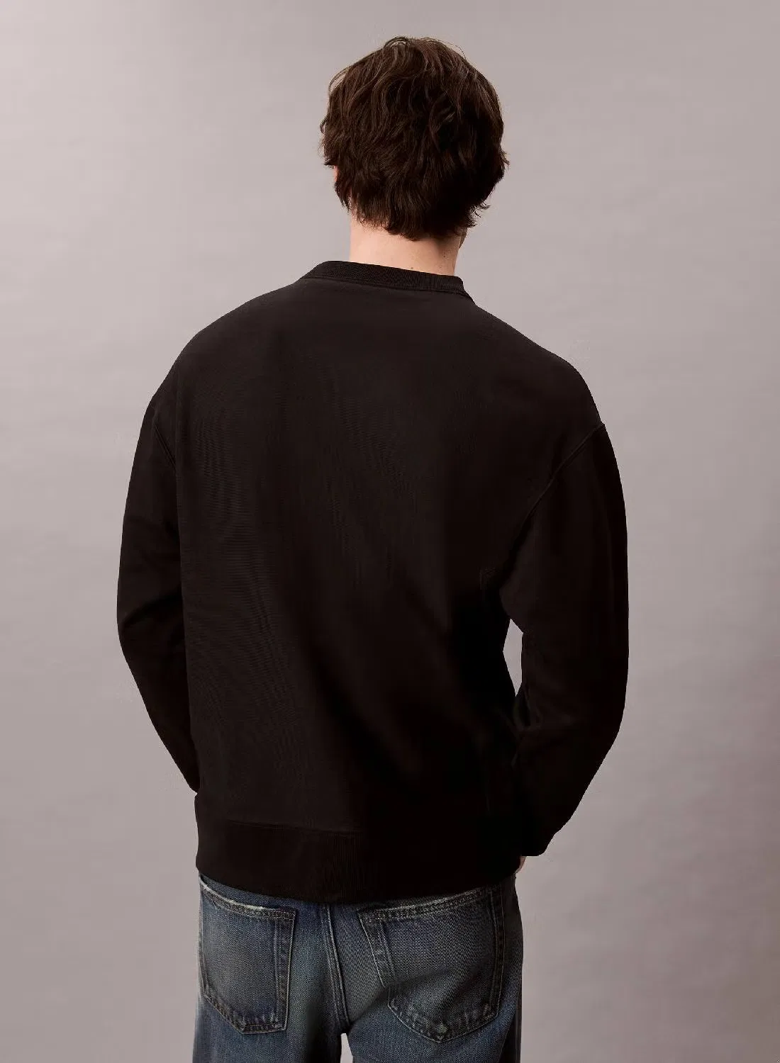 Свитшот с длинным рукавом relaxed fit Calvin Klein, черный — фото 3