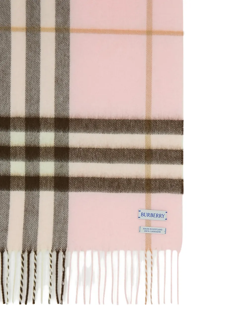 Клетчатый шарф с бахромой Burberry, розовый — фото 3
