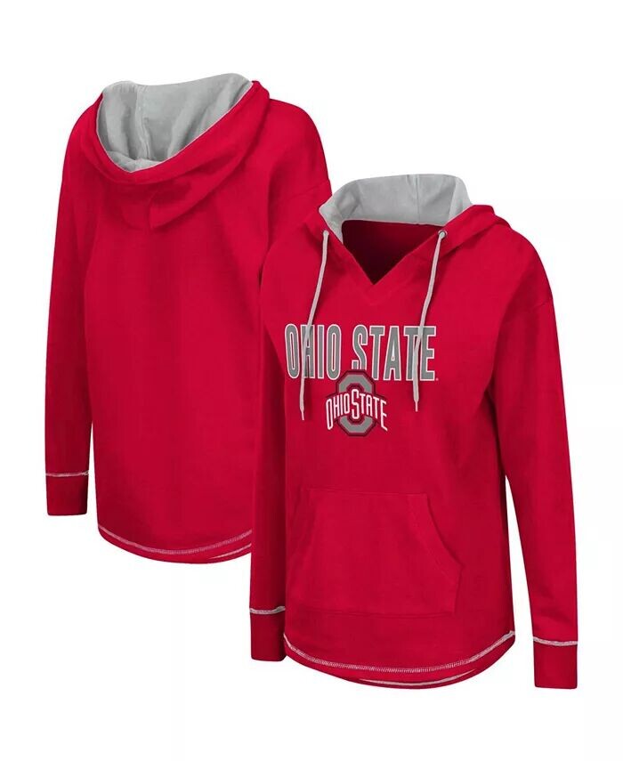 

Женский пуловер с капюшоном и туникой Scarlet Ohio State Buckeyes Colosseum