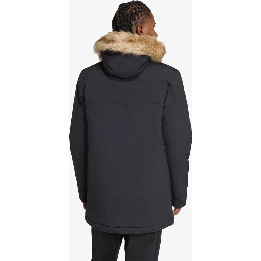 Мужская зимняя куртка-парка с капюшоном из полиэстера, модель Paveric Climawarm, adidas, Черный — фото 3