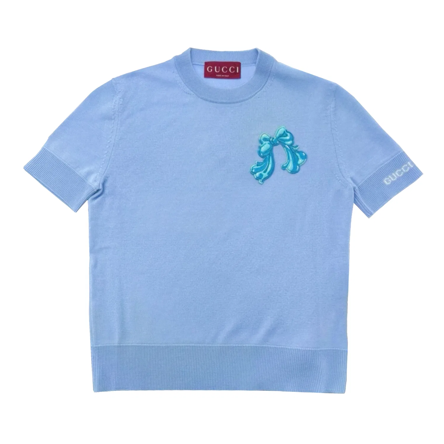 Женская хлопковая футболка с коротким рукавом FW25 Regular GUCCI, Sky Blue