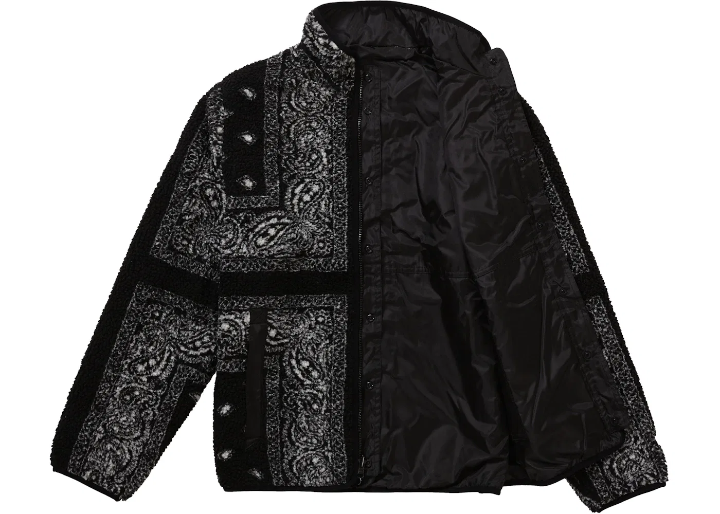 Мужская куртка из флиса с принтом Supreme Reversible Bandana Fleece Jacket, Black — фото 2