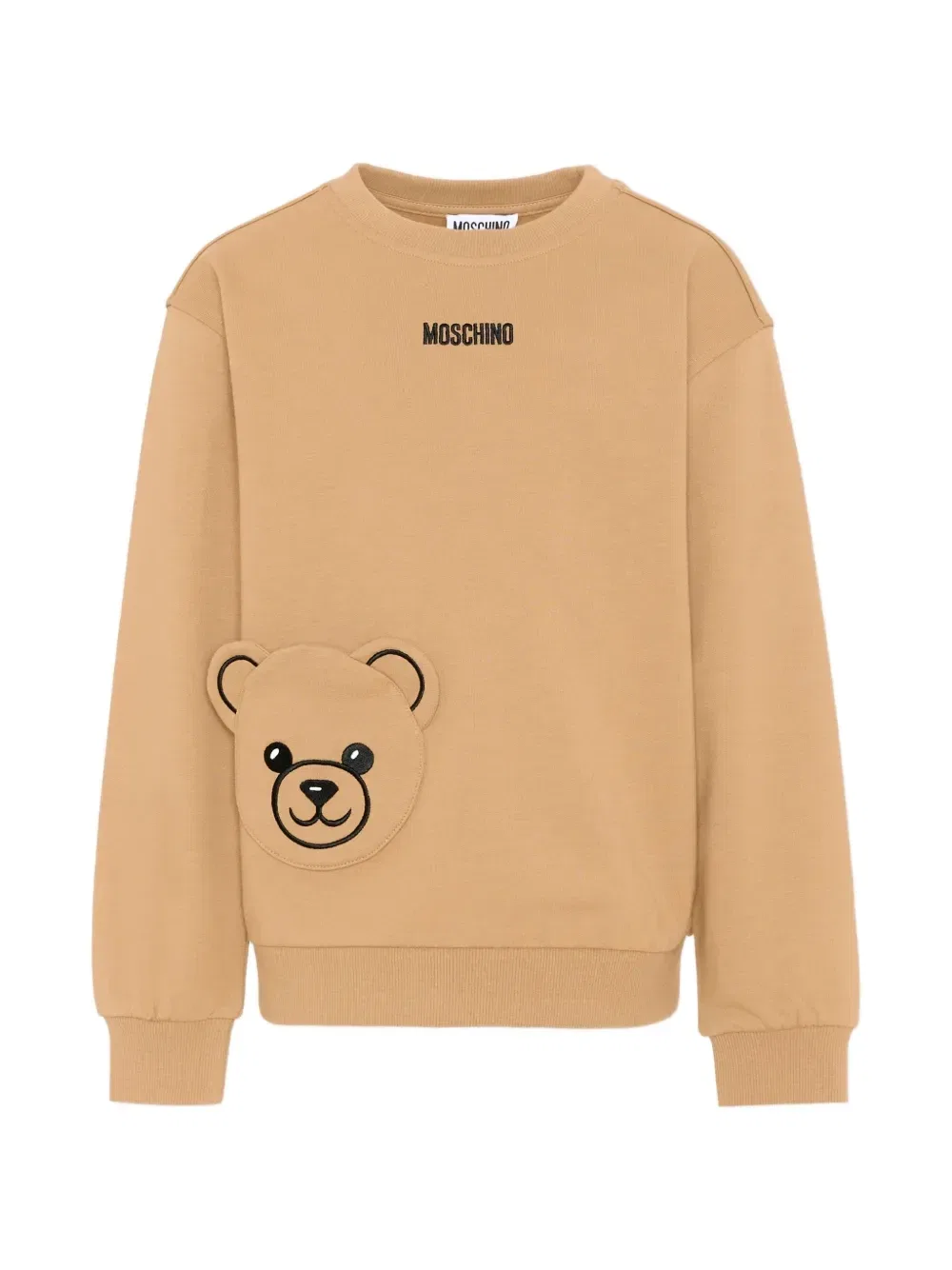 Свитшот с вышитым логотипом в виде медвежонка Moschino Kids, бежевый