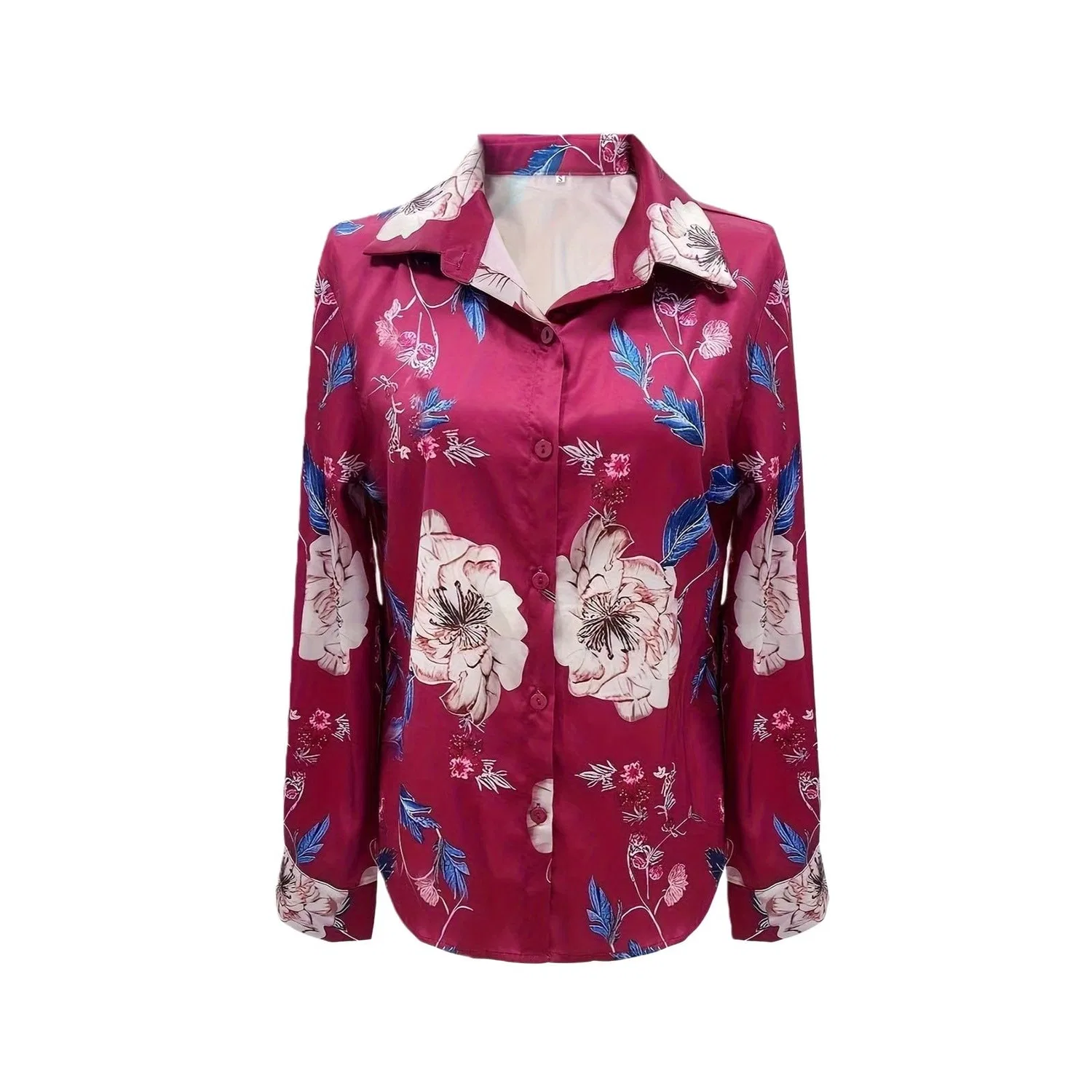 Женская блузка с длинным рукавом с бантом Elegant Work Shirt, Satin 16-wine — фото 3
