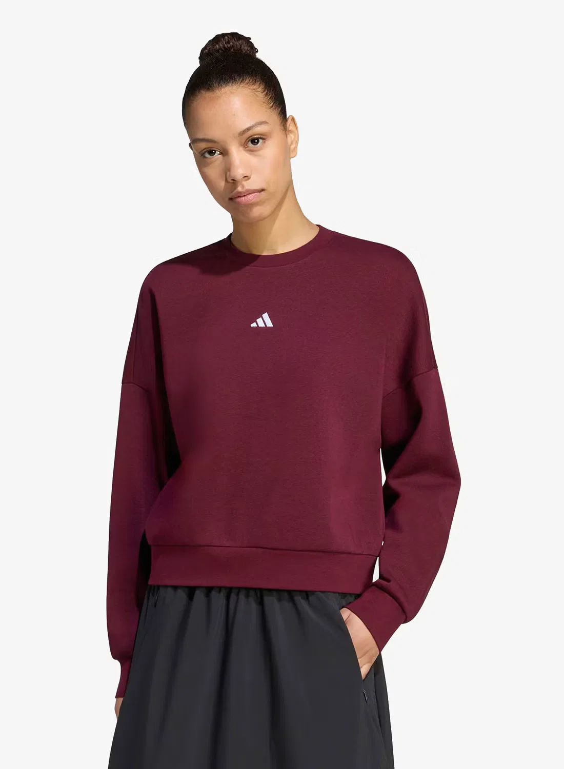 Толстовка с капюшоном Small logo french terry Adidas, бордовый