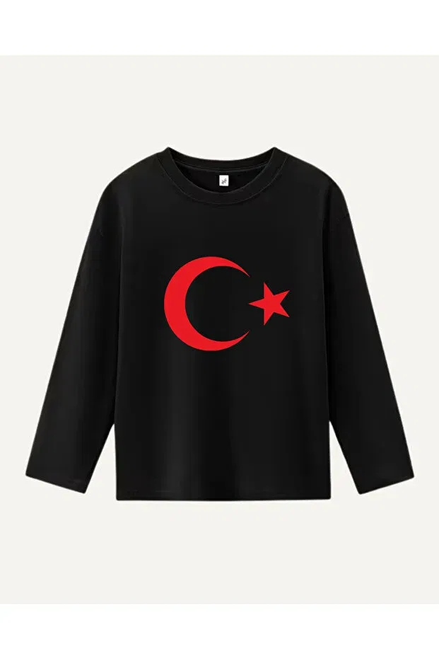 Детская хлопковое футболка с длинным рукавом с принтом Haha, Black